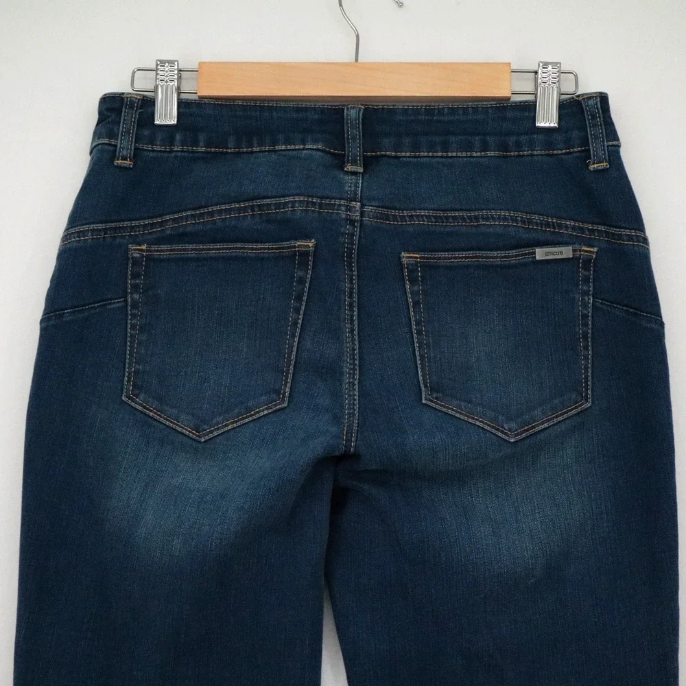 Chicos Sz 0 So Lifting So Slimming Jeans Womens Sz 4 (Sm) Dark Wash Straight Leg